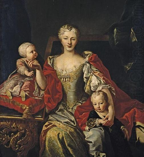 Martin van Meytens Portrait of Polyxena Christina of Hesse-Rotenburg with her two oldest children, the future Victor Amadeus III and Princess Eleonora china oil painting image